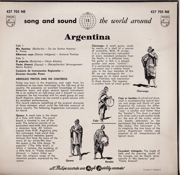 Arnoldo Pintos And His Chayeros - Argentina Vinyl Singles EP Vinyl Very Good (VG) <br> Hoes Good Plus (G+)