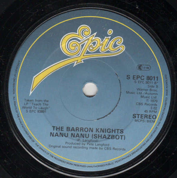 Barron Knights - Food For Thought Vinyl Singles Vinyl Very Good (VG) <br> Hoes Good Plus (G+)