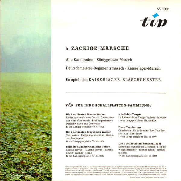 Kaiserjäger-Blasorchester - * Zackige Märsche Vinyl Singles EP Vinyl Very Good (VG) <br> Hoes Good Plus (G+)