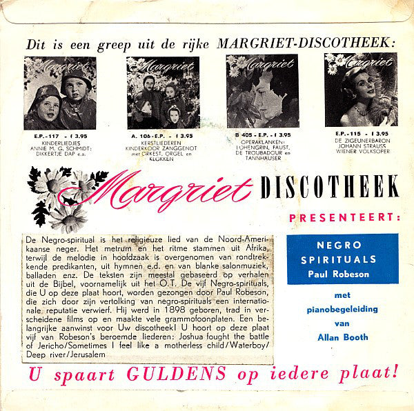 Paul Robeson - Negro Spirituals 24728 Vinyl Singles EP Vinyl Very Good (VG) <br> Hoes Good Plus (G+)