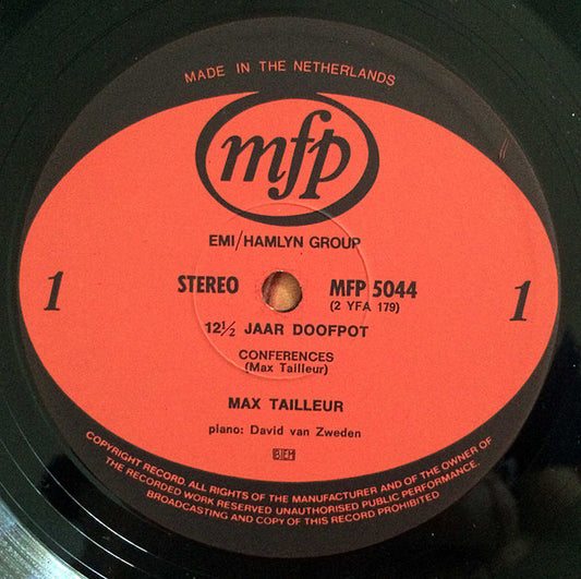 Max Tailleur – 12½ Jaar Doofpot (LP) Vinyl LP Vinyl Zeer Goed / Hoesje Goed "VINYLSINGLES.NL"