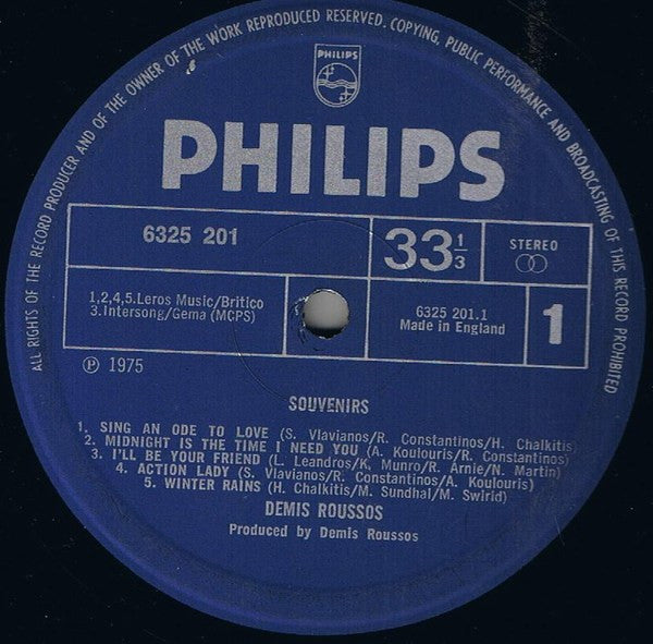 Démis Roussos - Souvenirs (LP) Vinyl LP