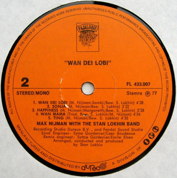 Max Nijman With The Stan Lokhin Band - Wan Dei Lobi (LP)