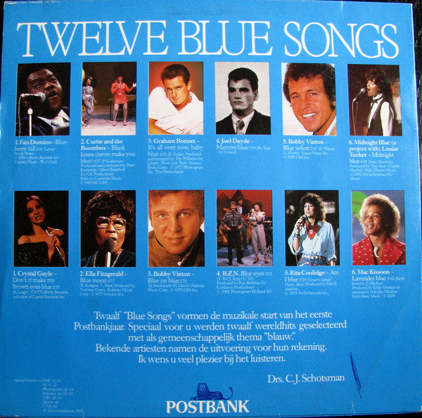 Various - Twelve Blue Songs (LP) Vinyl LP Vinyl Very Good (VG) <br> Hoes Good Plus (G+)