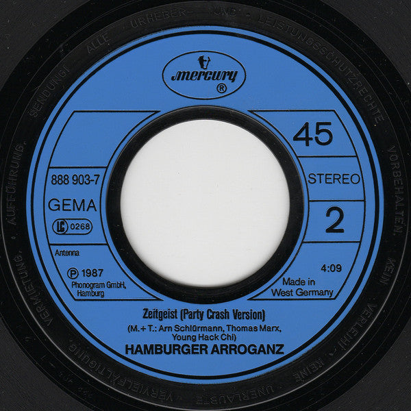 Hamburger Arroganz - Zeitgeist (Geister Dieser Zeit) Vinyl Singles Vinyl Very Good (VG) <br> Hoes Generic