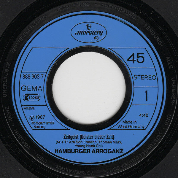 Hamburger Arroganz - Zeitgeist (Geister Dieser Zeit) Vinyl Singles