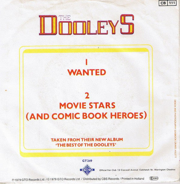 Dooleys - Wanted Vinyl Singles Vinyl Very Good (VG) <br> Hoes Good Plus (G+)
