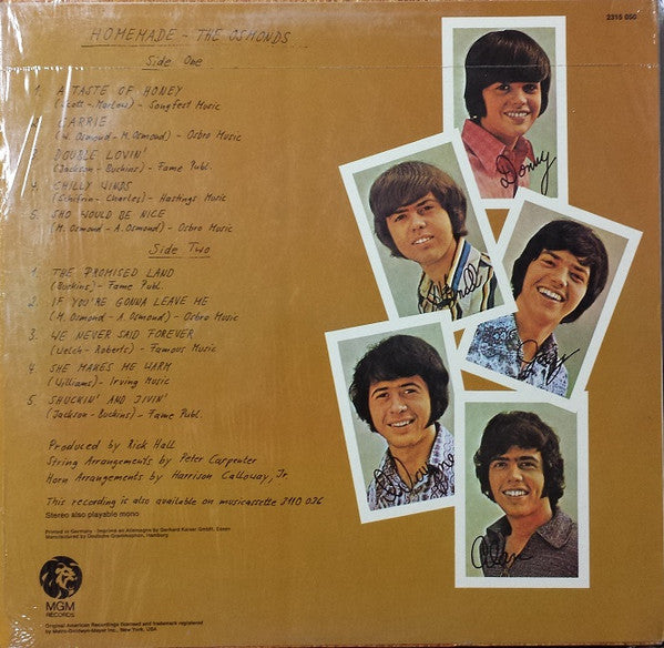 Osmonds - Homemade (LP) Vinyl LP Vinyl Very Good (VG) <br> Hoes Good Plus (G+)