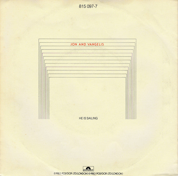 Jon And Vangelis - He Is Sailing 05440 Vinyl Singles EP Vinyl Very Good (VG) <br> Hoes Good Plus (G+)