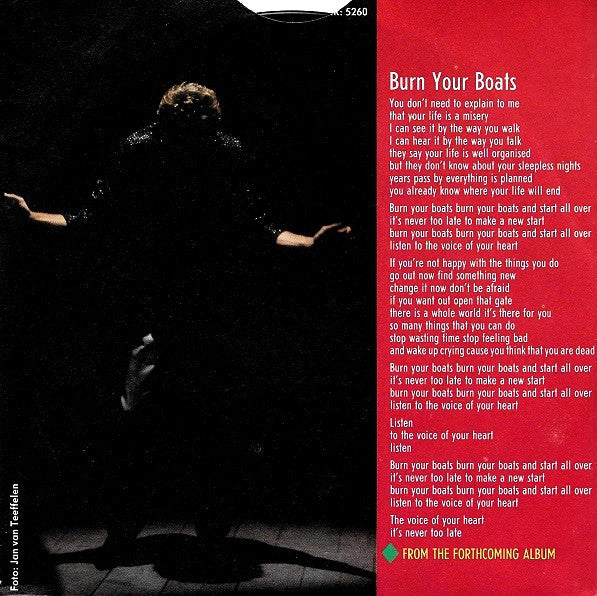 Maarten Peters & The Dream - Burn Your Boats Vinyl Singles Vinyl Very Good (VG) <br> Hoes Good Plus (G+)