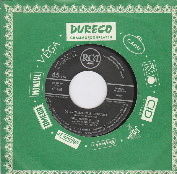 Truus Koopmans - De Troubadour Vinyl Singles
