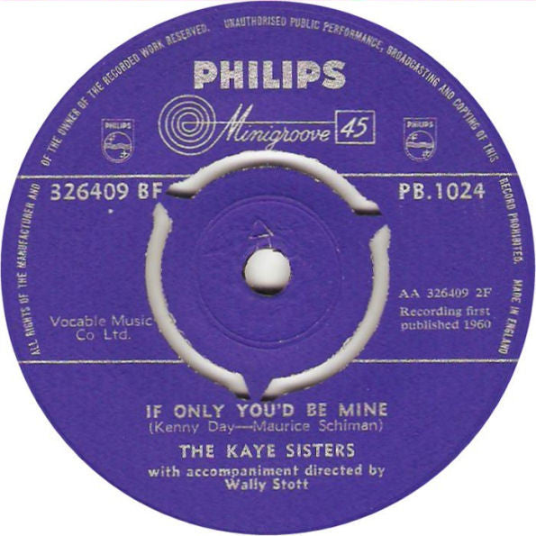 Kaye Sisters - Paper Roses Vinyl Singles Vinyl Very Good (VG) <br> Hoes Good Plus (G+)