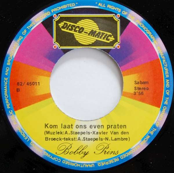 Bobby Prins - 'n Liedje Voor Moeder Vinyl Singles Vinyl Very Good (VG) <br> Hoes Good Plus (G+)
