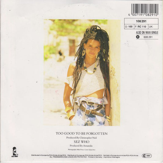 Amazulu - Too Good To Be Forgotten Vinyl Singles Media: VG+ / Sleeve: G+ "VINYLSINGLES.NL"