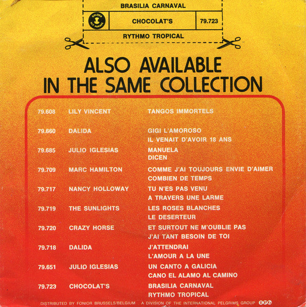 Chocolat's - Brasilia Carnaval Vinyl Singles Vinyl Very Good (VG) <br> Hoes Good Plus (G+)