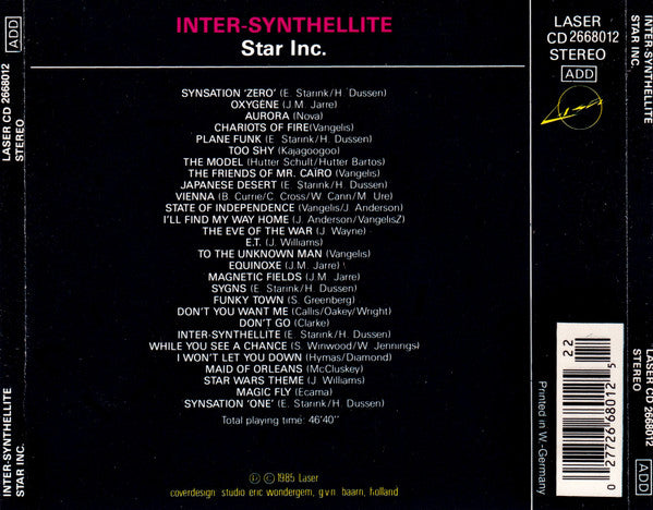 Star Inc. - Inter-Synthellite - ** Synthesizer Hits (CD) Compact Disc Vinyl Very Good (VG) <br> Hoes Good Plus (G+)