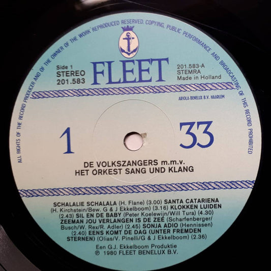 Volkszangers - De Volkszanger (LP) Vinyl LP Vinyl Zeer Goed / Hoesje Goed "VINYLSINGLES.NL"