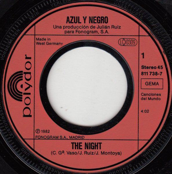 Azul Y Negro - The Night Vinyl Singles Vinyl Goed / Hoes Generic