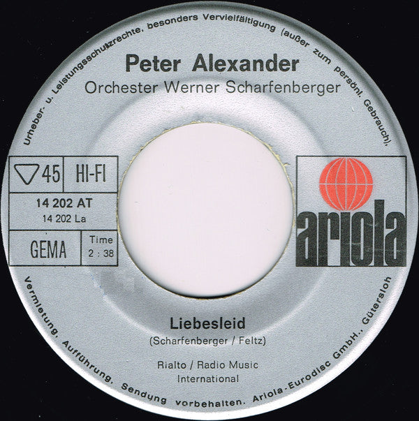 Peter Alexander - Liebesleid Vinyl Singles