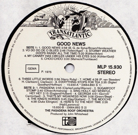Pasadena Roof Orchestra - Good News (LP) Vinyl LP