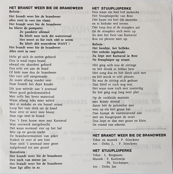 Eleven Forty Seven, Louis Bergmans - Het Brandt Weer Bie de Brandweer Vinyl Singles Vinyl Very Good (VG) <br> Hoes Good Plus (G+)