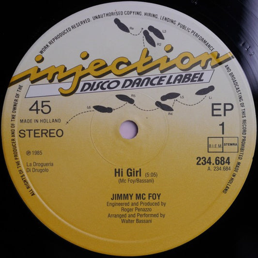 Jimmy Mc Foy - Hi Girl (Maxi-Single) Maxi-Singles Vinyl Zeer Goed / Hoesje Goed "VINYLSINGLES.NL"