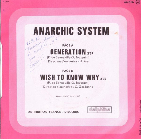 Anarchic System - Generation Vinyl Singles Vinyl Very Good (VG) <br> Hoes Good Plus (G+)