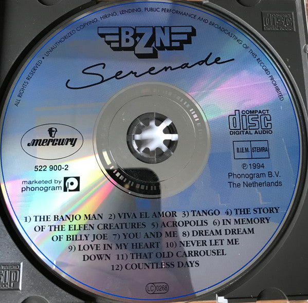 BZN - Serenade (CD) 71069 Compact Disc Vinyl Very Good (VG) <br> Hoes Good Plus (G+)
