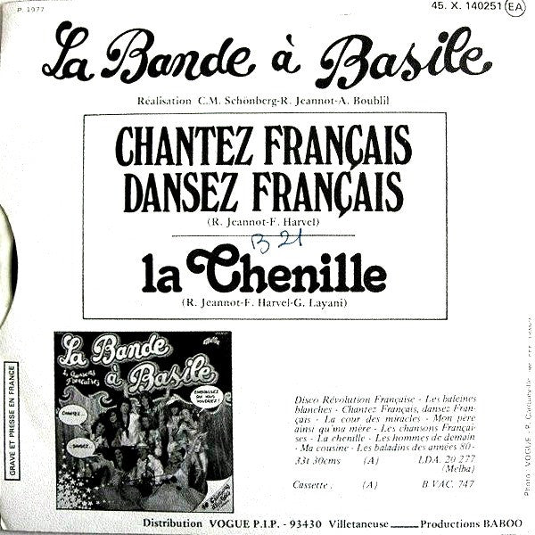 La Bande A Basile - Chantez Français, Dansez Français Vinyl Singles Vinyl Very Good (VG) <br> Hoes Good Plus (G+)