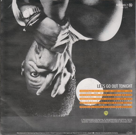 Nile Rodgers - Let's Go Out Tonight Vinyl Singles Vinyl Very Good (VG) <br> Hoes Good Plus (G+)