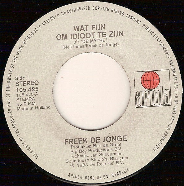 Freek de Jonge - De Mythe 44524 Vinyl Singles