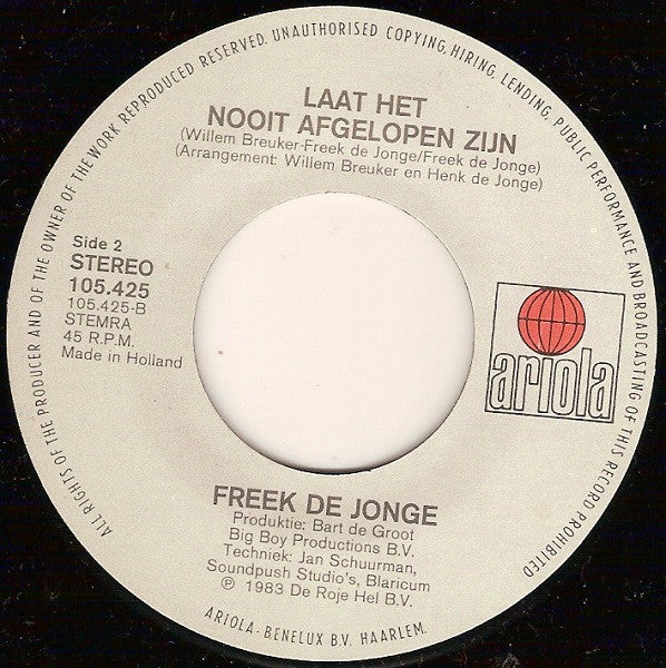 Freek de Jonge - De Mythe 43352 Vinyl Singles Vinyl Very Good (VG) <br> Hoes Good Plus (G+)