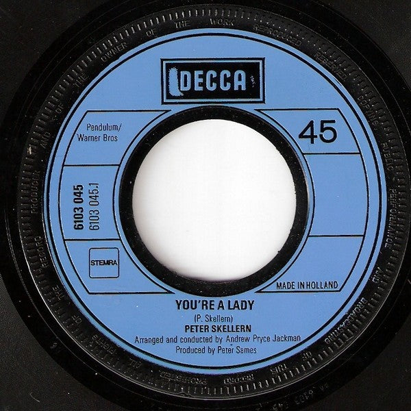 Peter Skellern - You're A Lady Vinyl Singles Vinyl Very Good (VG) <br> Hoes Generic