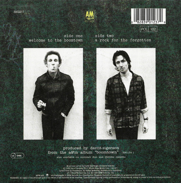 David + David - Welcome To The Boomtown Vinyl Singles Vinyl Very Good (VG) <br> Hoes Good Plus (G+)