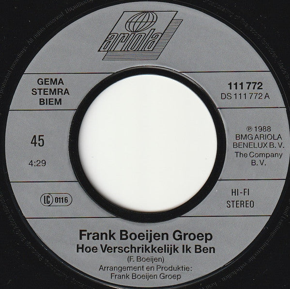 Frank Boeijen Groep - Hoe Verschrikkelijk Ik Ben Vinyl Singles