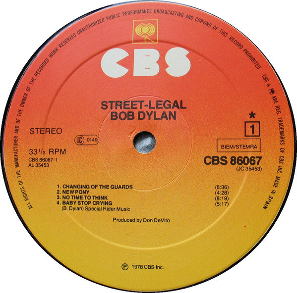 Bob Dylan - Street Legal (LP) Vinyl LP