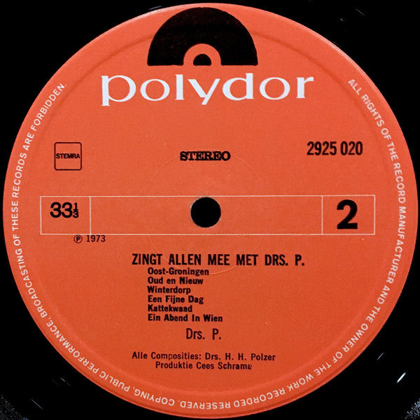 Drs. P. - Zingt Allen Mee Met Drs. P. (LP) Vinyl LP