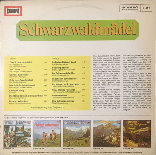 Various - Schwarzwaldmädel (LP) Vinyl LP Vinyl Zeer Goed / Hoesje Goed "VINYLSINGLES.NL"