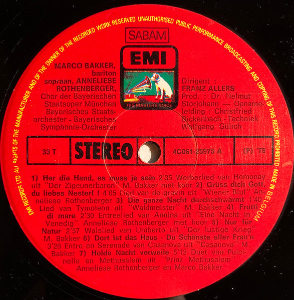 Marco Bakker & Anneliese Rothenberger Zingen Johann Strauss Jr. (LP) Vinyl LP