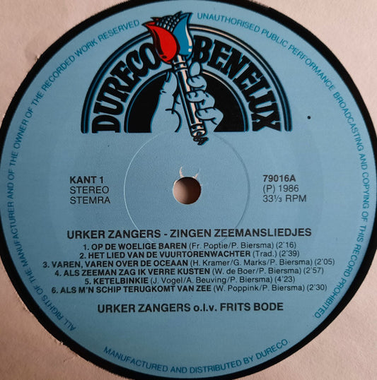 Urker Zangers o.l.v. Frits Bode - Zingen Zeemansliedjes (LP) Vinyl LP Vinyl Zeer Goed / Hoesje Goed "VINYLSINGLES.NL"