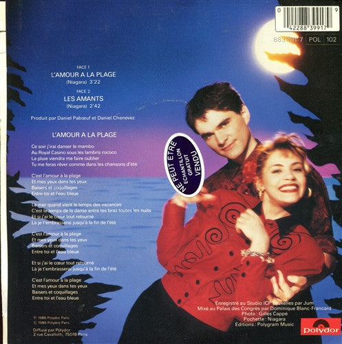Niagara - L'amour À La Plage Vinyl Singles Vinyl Very Good (VG) <br> Hoes Good Plus (G+)