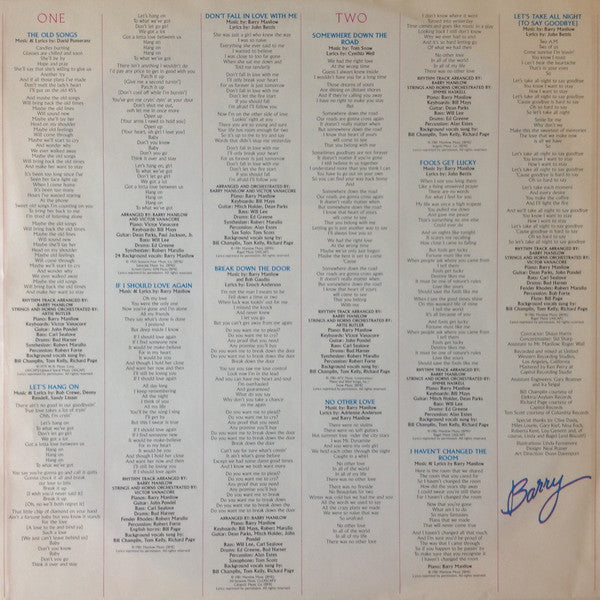 Barry Manilow - If I Should Love Again (LP) Vinyl LP Vinyl Very Good (VG) <br> Hoes Good Plus (G+)