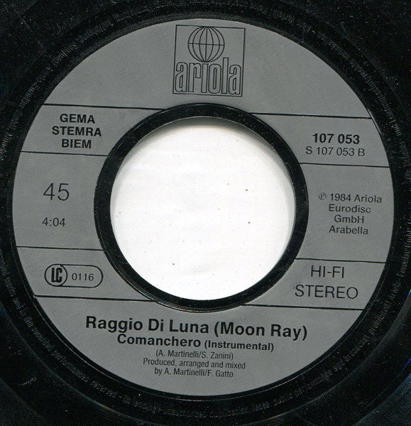 Raggio Di Luna (Moon Ray) - Comanchero Vinyl Singles
