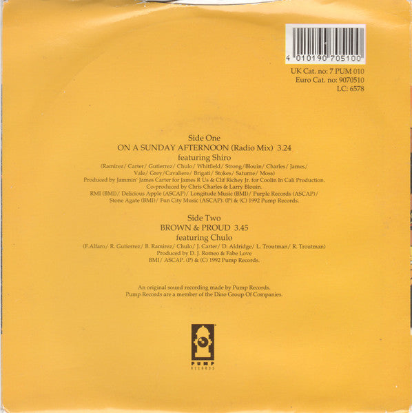 A Lighter Shade Of Brown - On A Sunday Afternoon Vinyl Singles Vinyl Very Good (VG) <br> Hoes Good Plus (G+)