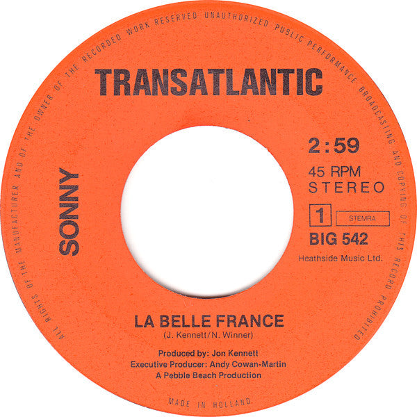 Sonny - La Belle France Vinyl Singles