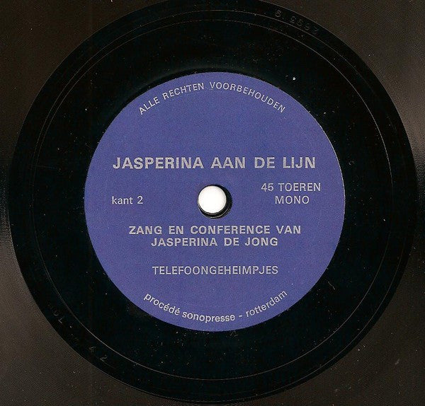 Jasperina De Jong - Jasperina Aan De Lijn (Flexi-disc) 43353 Flexi-disk Goede Staat