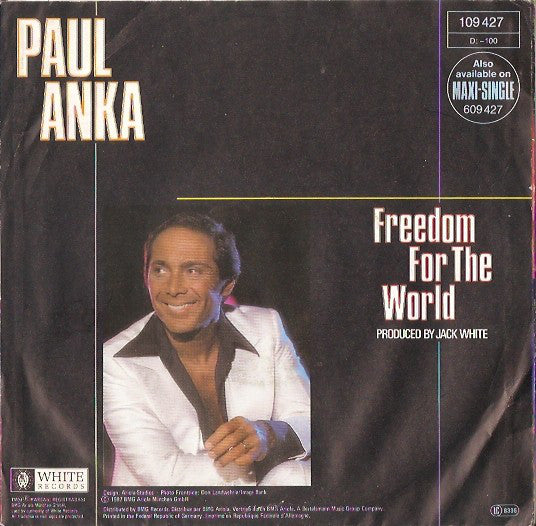 Paul Anka - Freedom For The World B-Keus Vinyl Singles Vinyl Goed / Hoes Sticker