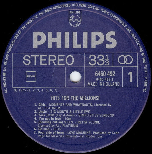 Various - Hits For The Millions (LP) 51987 Vinyl LP Vinyl Zeer Goed / Hoesje Goed "VINYLSINGLES.NL"