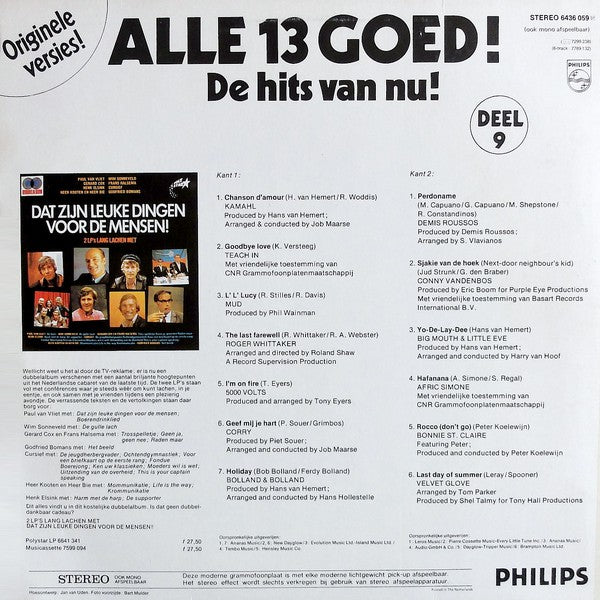 Various - Alle 13 Goed! Deel 9 (LP) Vinyl LP Vinyl Very Good (VG) <br> Hoes Good Plus (G+)
