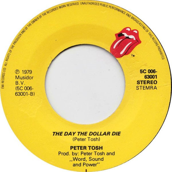 Peter Tosh - Buk-In-Hamm Palace Vinyl Singles Vinyl Very Good (VG) <br> Hoes Good Plus (G+)